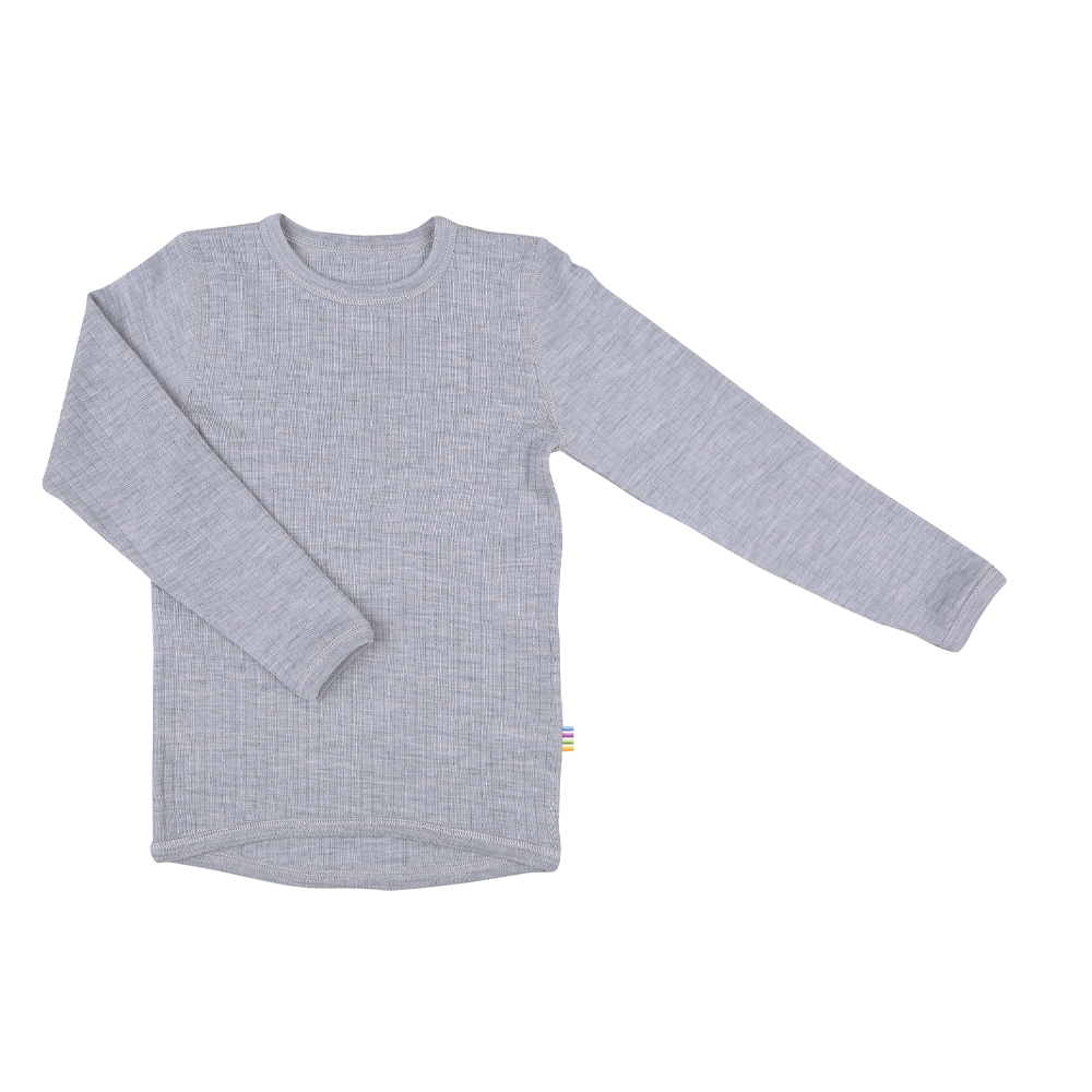 Joha Långärmad blus i ull, Light Grey Melange, Stl 110