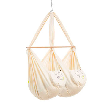 NONOMO Organic Twin Swing Cradle med fibermadrass - naturlig