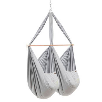 NONOMO Ekologisk Tvilling hängvagga med Fibermadrass - Grey