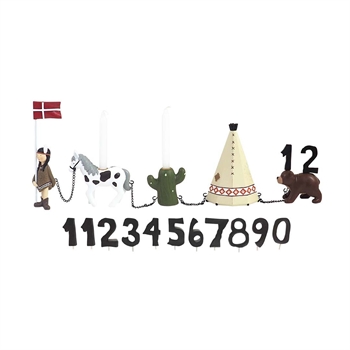 Kids By Friis födelsedagståg (dansk flagga) - Cowboy m. 11 siffror
