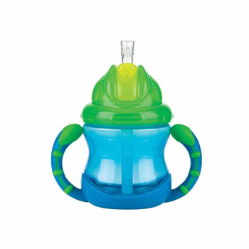 Nuby Drikkekop med håndtag og sugerør - Blå 