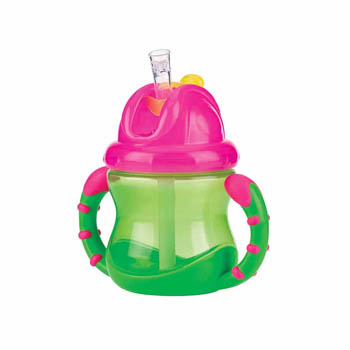 Nuby Drikkekop med håndtag og sugerør - Grøn 